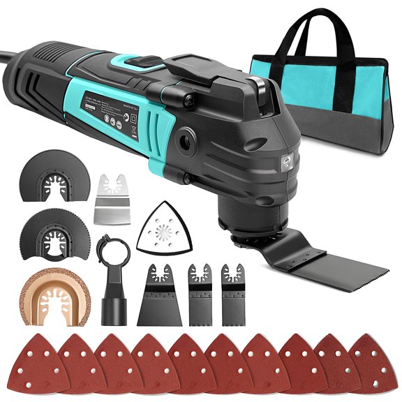 3.2 Oscillating Multi-Tool Kit with Quick-Change & 6-Speed | 2.5A Motor for Smooth Cutting, Sanding, Scraping | Low Vibration & 17pc All-in-One Kit