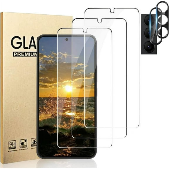 [3+2 Pack] Galaxy S23 Tempered Glass Screen Protector and Camera Lens Protector, Fingerprint Unlock, 9H Hardness Scratch Resistant, for Samsung Galaxy S23 6.1 Inch
