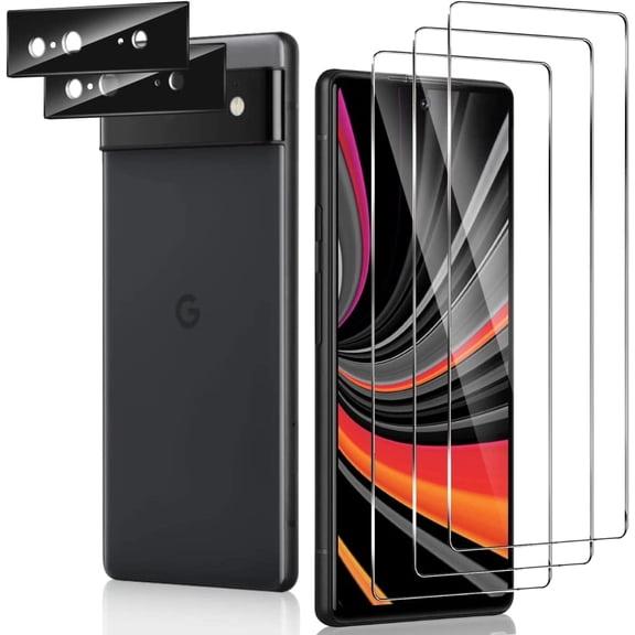 [3+2 Pack] Google Pixel 7 Glass Screen Protector and Camera Protector, HD Clear 9H Tempered Glass Scratch Resistant, Fingerprint Unlock,Full Coverage Easy to Install Bubble-Free for Google Pixel 7