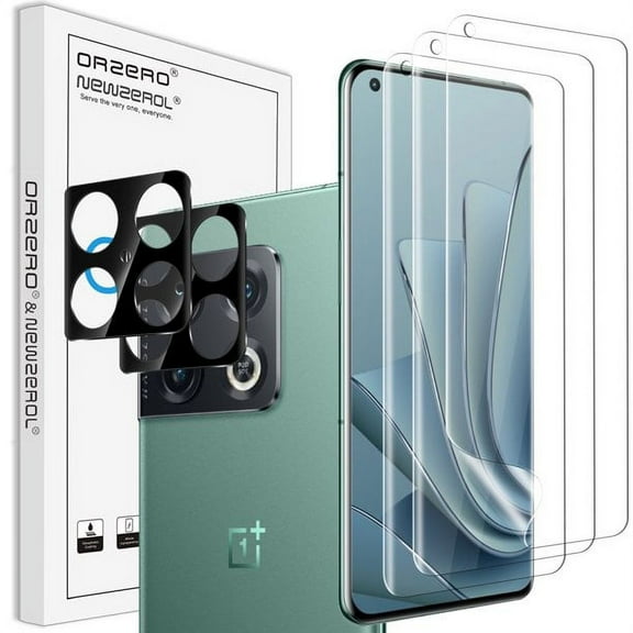 [3+2 Pack] Orzero Screen Protector for OnePlus 10 Pro 5G, 3 Pack TPU Screen Protector and 2 Pack Glass Camera Lens Protector, HD Anti-Scratch Bubble-Free (Lifetime Replacement)