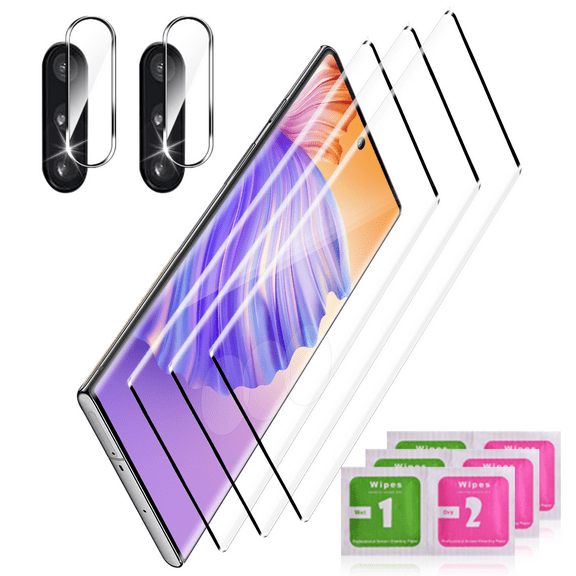 (3+2 Pack) Suitable For Samsung Galaxy Note 10 Plus Screen Protector+Camera Lens Protection, Scratch Resistant, Anti Fingerprint, Compatible With Fingerprints, Easy To Install.