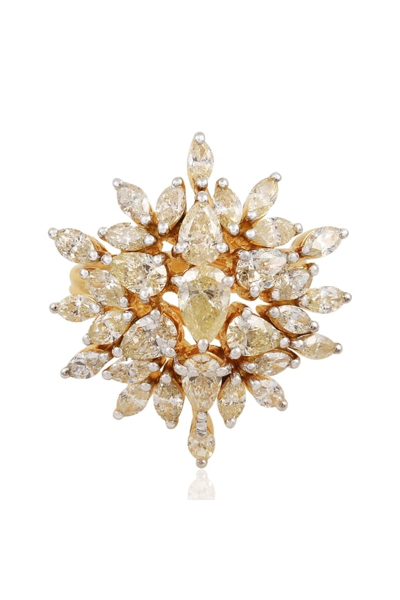 3.2 TCW Solid 18Kt Yellow Gold SI Clarity HI Color Diamond Cluster Ring