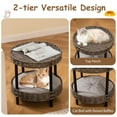 thumbnail image 1 of 3. 2-Tier Rattan Cat Bed (Gray Finish) - 15"x15", Washable Padded Cushion, Metal Legs (66 LBS Total Capacity), 1 of 10