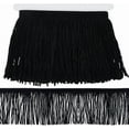 thumbnail image 1 of 3.2 Yards 6 Inch Double Side Suede Tassel Trims Leather Fringe Trim Brazil Tassel Fringe Edging Ribbon Embellishment Decoration for DIY Sewing Craft Garment Hem Black, 1 of 9