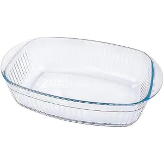 3.2 deep rectangular glass baking pan with vertical stripes, suitable for oven-resistant borosilicate glass pan for lasagna, casseroles, and desserts, thick and durable, perfect for serving from oven