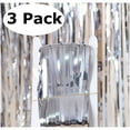 thumbnail image 1 of 3.2 ft x 9.8 ft Metallic Tinsel Foil Fringe Curtains Pack of 3 for Party Photo Backdrop Wedding Decor (Silver), 1 of 4
