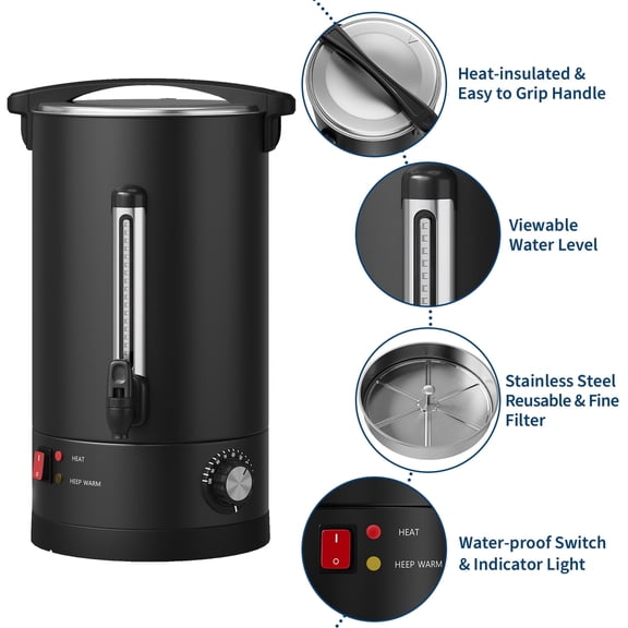 3.2 gal 12L Commercial Coffee Maker - Insulated Coffee Urn for Catering & Buffets