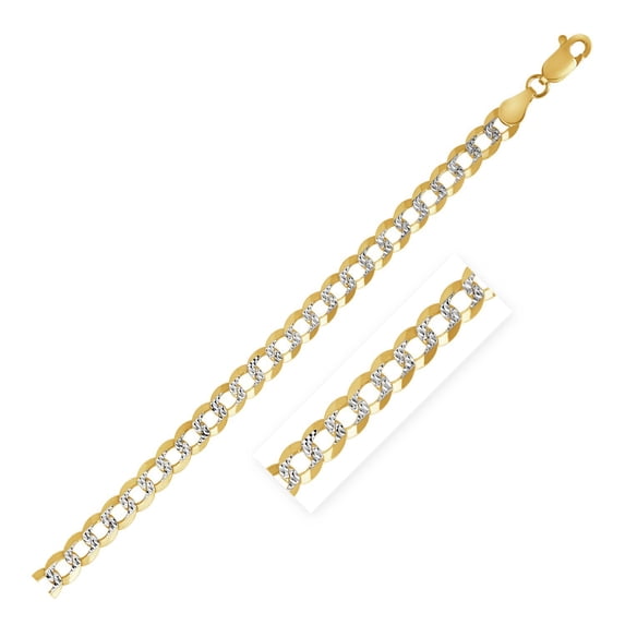 3.2 mm 14k Two Tone Gold Pave Curb Chain Size 16 inches