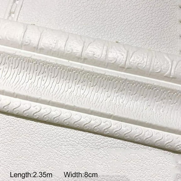 3.2" x 92.5" Self Adhesive Flexible Foam Molding Trim, 3D Sticky Decorative Wall Lines Wallpaper Border for Home, Office, Hotel DIY Decoration ( White )