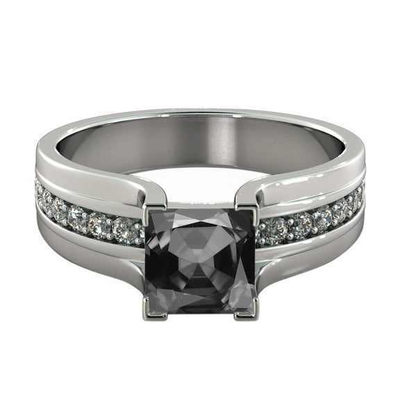 3.20 CTW 14K White Gold Black Diamond Ring with Diamonds Bridge Vintage Promise