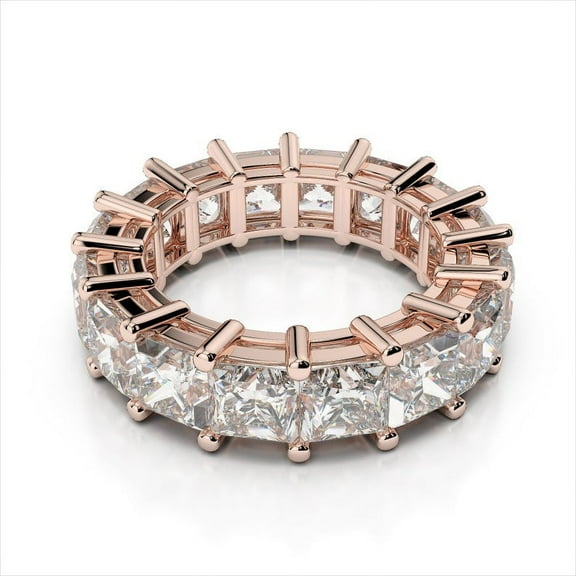 3.20 Ct Brilliant Princess Cut Diamond Engagement Bands Solid 14K Rose Gold Size 3