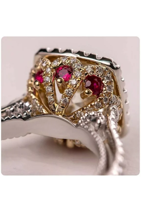 3.20 Ct Round Moissanite Vintage Art Deco Engagement Ring 14K White Gold Plated