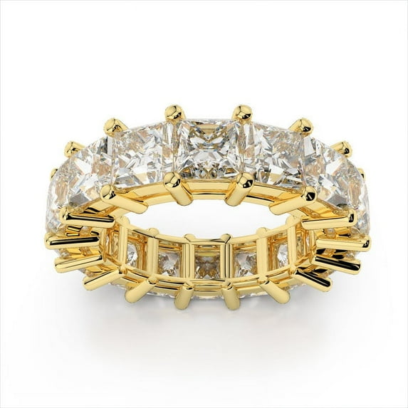 3.20 Ct Stunning Princess Cut Natural Moissanite Bands for Women Solid 18K Yellow Gold
