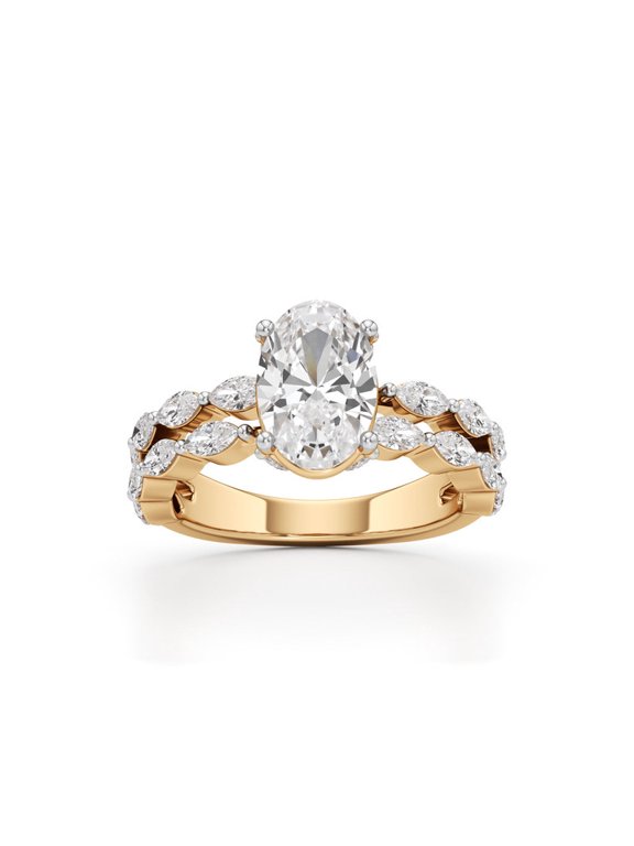 3.20 Oval Cut Double Split Band Engagement Ring Delicate Moissanite Sterling Silver Women's Classic Ring