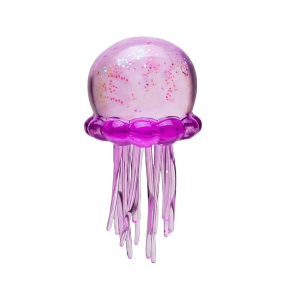 3.23" Adult Purple Glitter Jellyfish Squishy, Soft TPR Decompression Tool, Gold Glitter, Effective for ADHD & Work Pressure