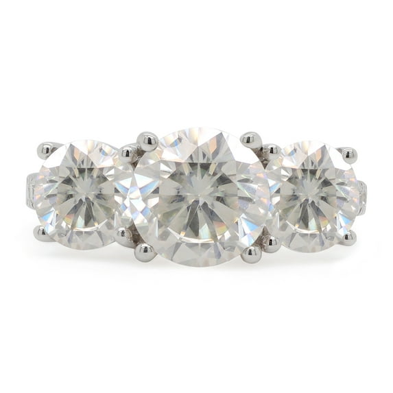 3.24 Carat Center 7MM & Side 6MM Round Cut Lab Created Moissanite Diamond 3 Stone Engagement Ring For Women 10K Solid White Gold (G-H Color, VVS1 Clarity, 3.24 Cttw)-9.5