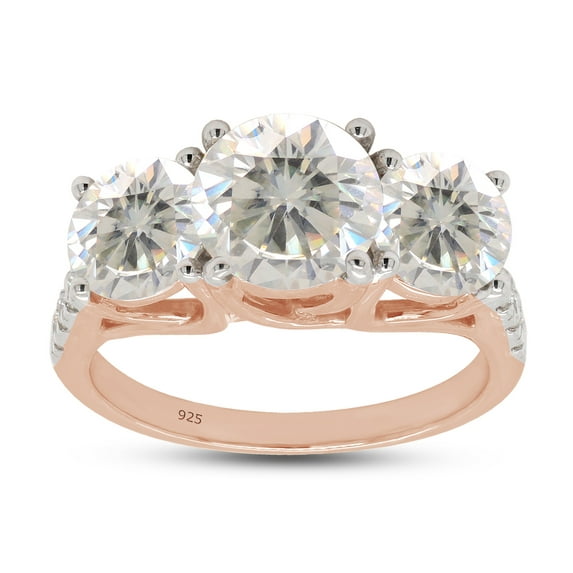 3.24 Carat Center 7MM & Side 6MM Round Cut Lab Created Moissanite Diamond 3 Stone Engagement Ring In 14K Rose Gold Over Sterling Silver (G-H Color, VVS1 Clarity, 3.24 Cttw)-6