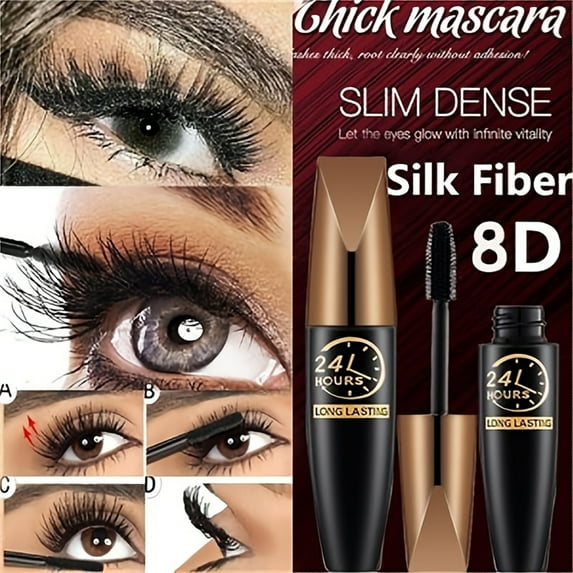 3 24 Hours L Max Long Lasting Waterproof 8D Fiber Mascara-Black, Thick, Curling Eyelash Extension Cosmetics Wear Waterproof Not Smudge All Day