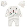 thumbnail image 1 of 3-24 Month Newborn Baby Knitted Sweater Romper Jumpsuit Hat Set Girls Boys Baby Clothes Unisex Long Sleeve Bodysuit Snowsuit Outfits,White Fleece,12-18 Months, 1 of 6
