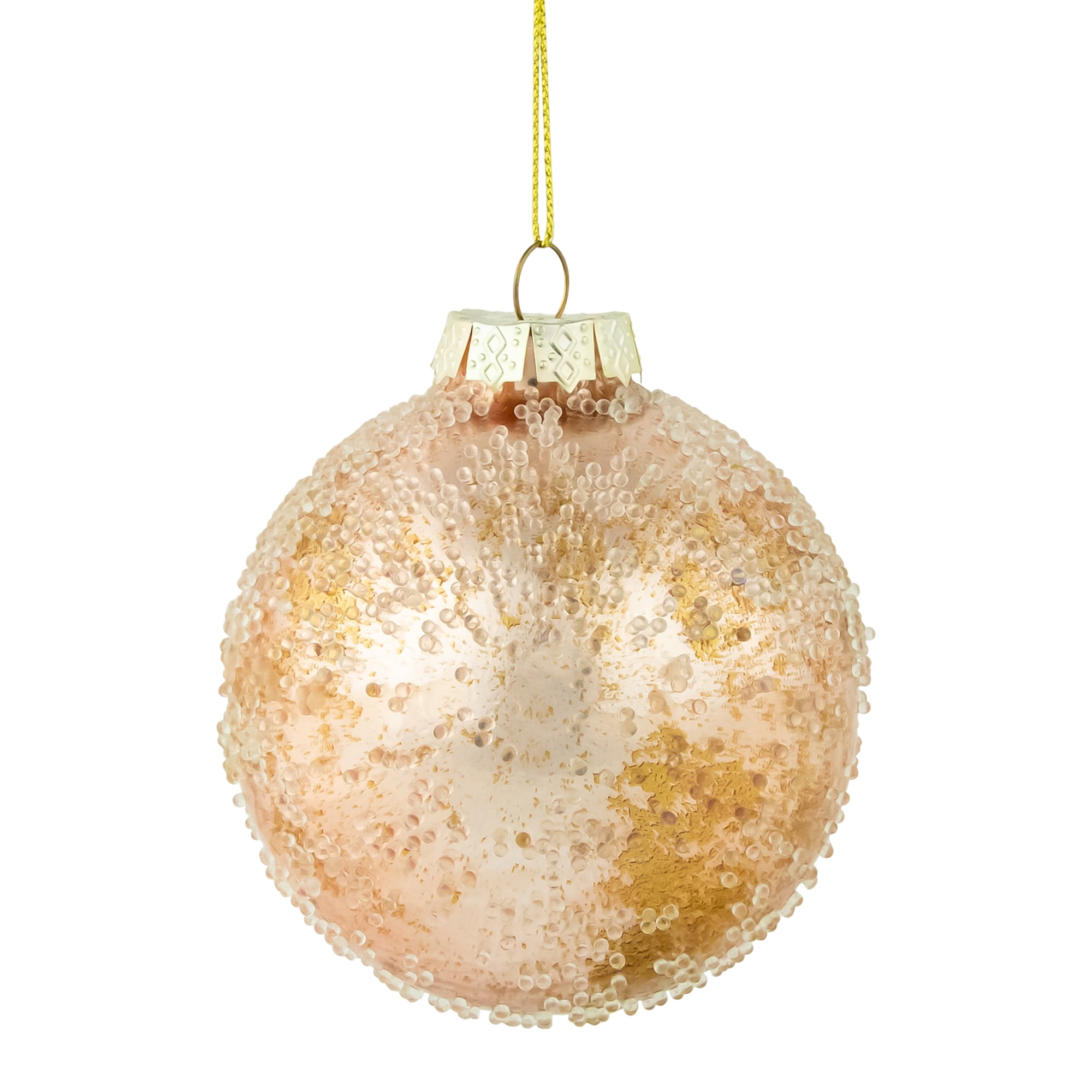 Northlight Frosted Fused Glass Christmas Ball Ornament - 3.25" - Rose Gold