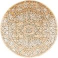 thumbnail image 1 of 3.25' Beige and Orange Medallion Round Area Throw Rug, 1 of 3
