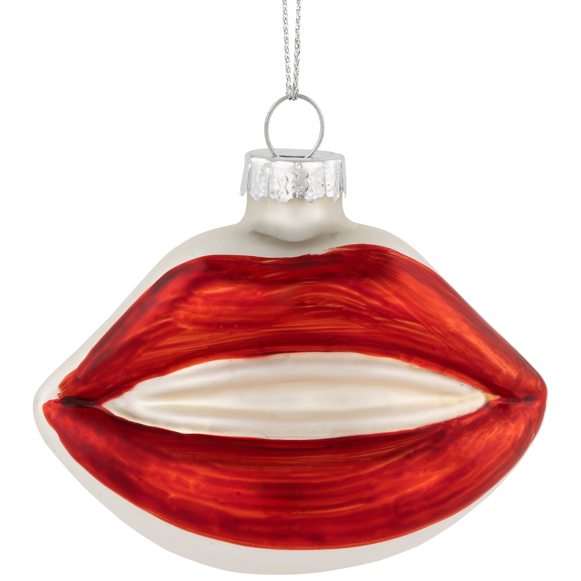 Northlight 3.25 Inch Bright Red Lips Glass Christmas Ornament
