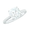 thumbnail image 1 of Rosec Jewels Moissanite Cushion Cut Solitaire Ring for Engagement - 8 mm - 3 Carat Ring - D-VS1 Quality Certified, 14K White Gold, US 5.50, 1 of 8