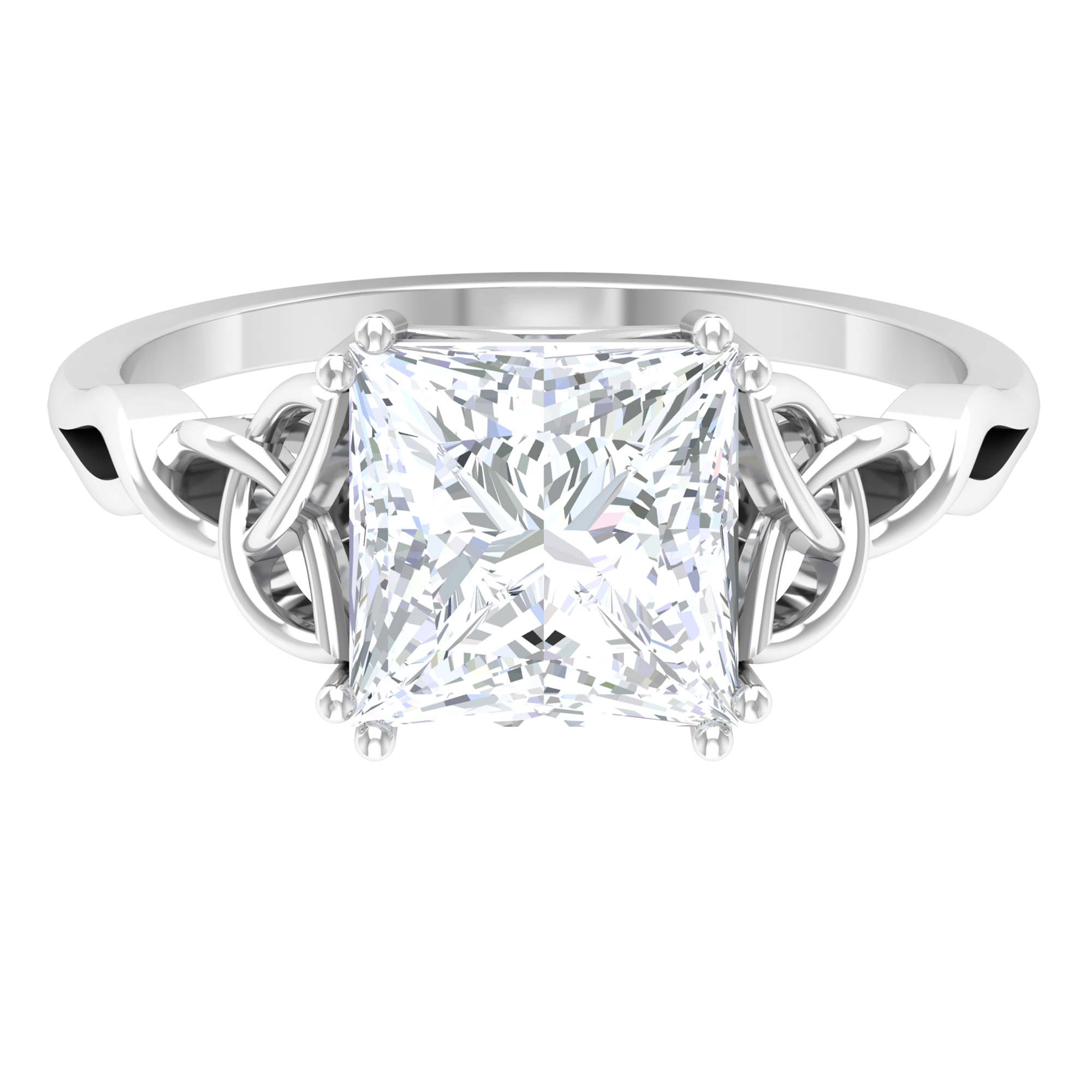 Princess Cut Moissanite Solitaire Celtic Knot Engagement Ring 3 Carat 8 mm 14K White Gold US 13.00 Walmart