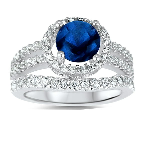3.25 Carat TW Halo Sapphire CZ Wedding Ring Set in Sterling Silver for Women 10