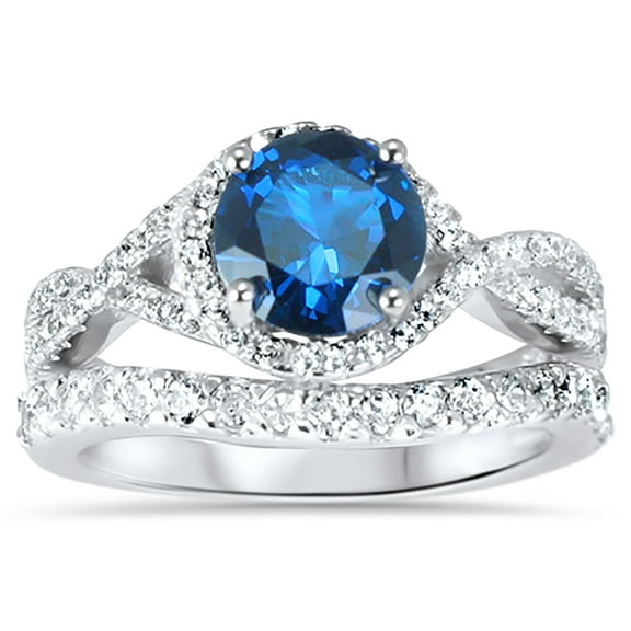 3.25 Carat TW Infinity Sapphire CZ Wedding Ring Set in Sterling Silver for Women 6