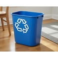 thumbnail image 1 of 3.25 Gallon / 13 Quart Blue Rectangular Plastic Recycling Bin with Recycle Symbol -  Compact Deskside Wastebasket for Home Office, 12.13" H x 11.38" W x 8.25" D, 1 of 5