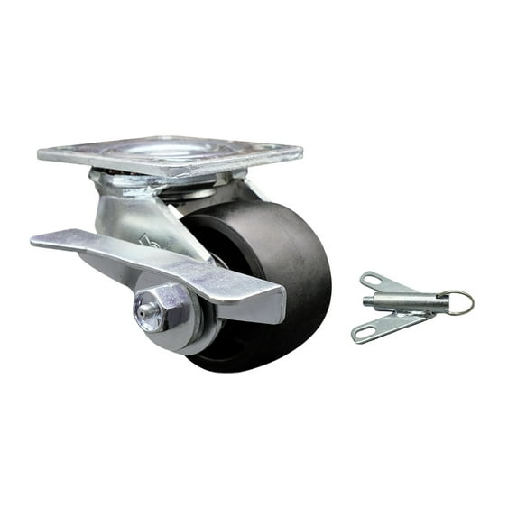 3.25 Inch Glass Filled Nylon Caster with Roller Bearing and Brake/Swivel Lock