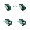 thumbnail image 1 of 3.25 Inch Green Poly on Steel Caster Set with Ball Bearing 2 Swivel Lock 2 Brake, 1 of 2