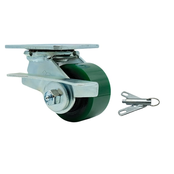 3.25 Inch Green Poly on Steel Caster with Roller Bearing and Brake/Swivel Lock