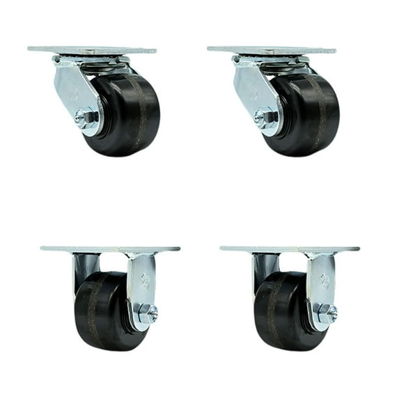 3.25 Inch Phenolic Caster Set with Ball Bearings 2 Swivel Lock 2 Rigid SCC