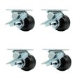 thumbnail image 1 of 3.25 Inch Phenolic Caster Set with Ball Bearings 4 Brake 2 Swivel Lock SCC, 1 of 2