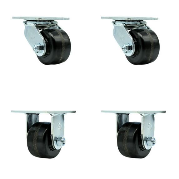 3.25 Inch Phenolic Caster Set with Roller Bearings 2 Swivel 2 Rigid SCC