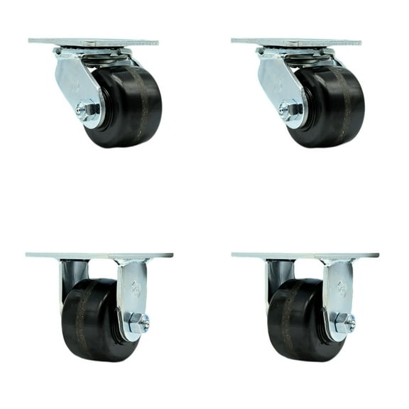 3.25 Inch Phenolic Caster Set with Roller Bearings 2 Swivel 2 Rigid SCC