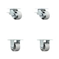 thumbnail image 1 of 3.25 Inch Semi Steel Caster Set with Ball Bearings 4 Brake 2 Swivel Lock SCC, 1 of 2
