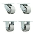 thumbnail image 1 of 3.25 Inch Semi Steel Caster Set with Roller Bearings 2 Swivel 2 Rigid SCC, 1 of 2