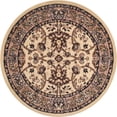 thumbnail image 1 of 3.25' Ivory and Tan Brown Floral Round Area Throw Rug, 1 of 3