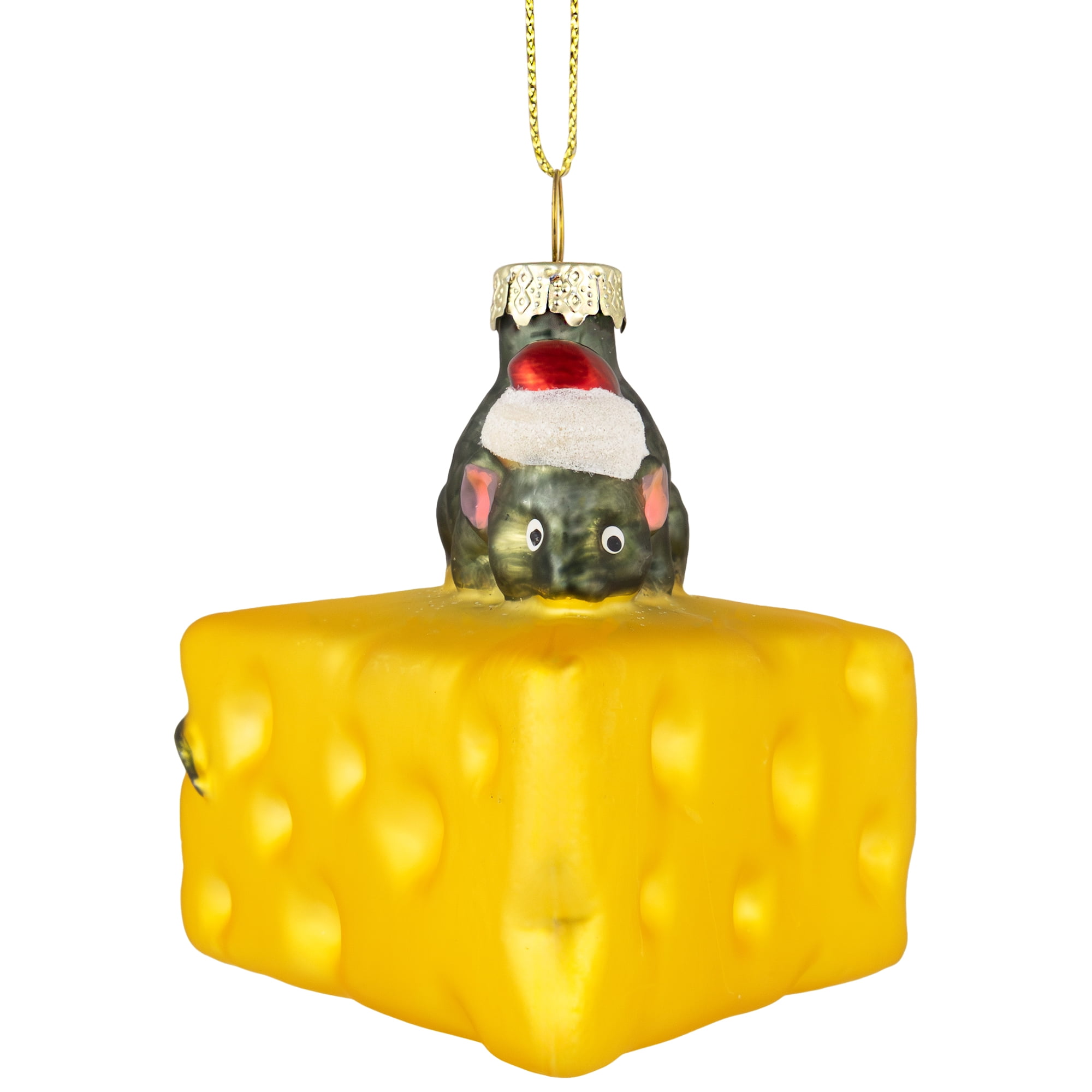 Northlight 3.25" Mouse with Cheese Glass Christmas Ornament