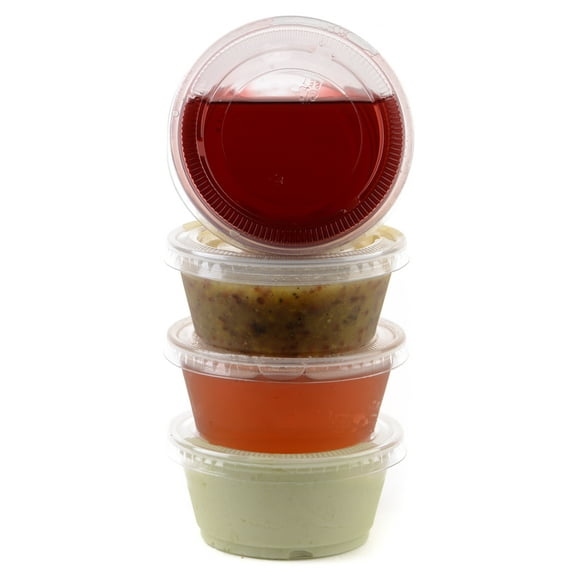 3.25 Ounce Clear Plastic Disposable Portion Cups with Lids, Jello Shot, Souffle Cups, Condiments, Sampling Cups, Complements, To Go by EcoQuality