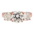 thumbnail image 1 of 3.25 ct Round Cut Genuine Cultured Diamond SI1-SI2 I-J 18K Rose Gold Three-Stone Promise Wedding Statement Engagement Designer Ring W/ Crystal side stones size 4.5, 1 of 6