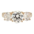 thumbnail image 1 of 3.25 ct Round Cut Genuine Cultured Diamond VS1-VS2 I-J 14K Yellow Gold Three-Stone Promise Wedding Statement Engagement Designer Ring W/ Crystal side stones size 10, 1 of 6