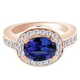 thumbnail image 1 of AFFY (3.25 cttw) Simulated Blue Tanzanite & White Natural Diamond Halo Engagement Ring In 14k Rose Gold With Ring Size 6.5, 1 of 1