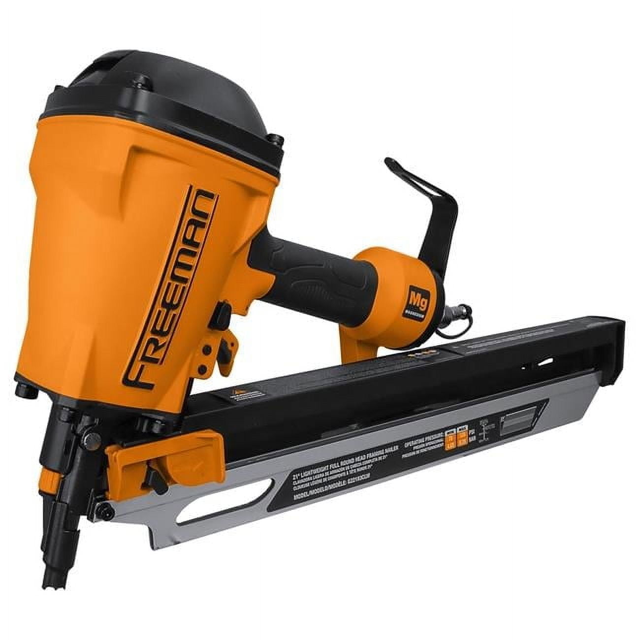 3.25 in. Compact Lightweight Pneumatic 21 Deg Full Round Head Framing Nailer with Adjustable Metal Belt Hook & 0.25 in. NPT Air Connector