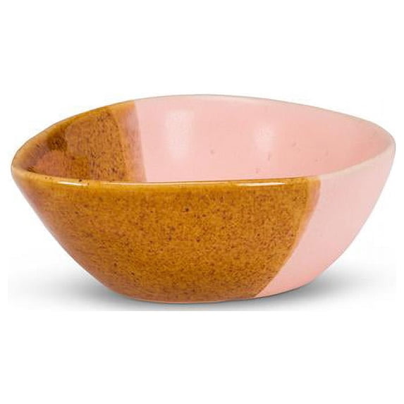 3.25 in. Stoneware Mini Teardrop Bowl, Pink & Brown