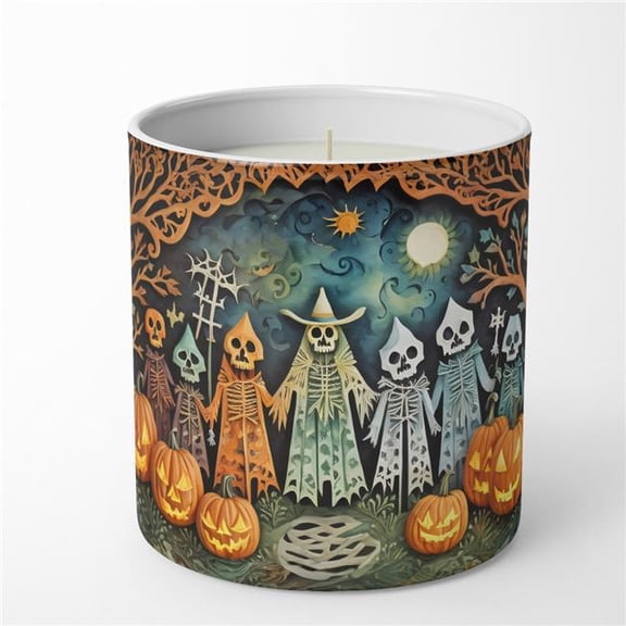 3.25 x 3.75 x 3.25 in. Papel Picado Skeletons Spooky Halloween Decorative Soy Candle