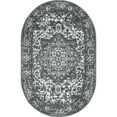 thumbnail image 1 of 3.25' x 5.25' Medallion Gray and Ivory Oval Area Throw Rug, 1 of 4